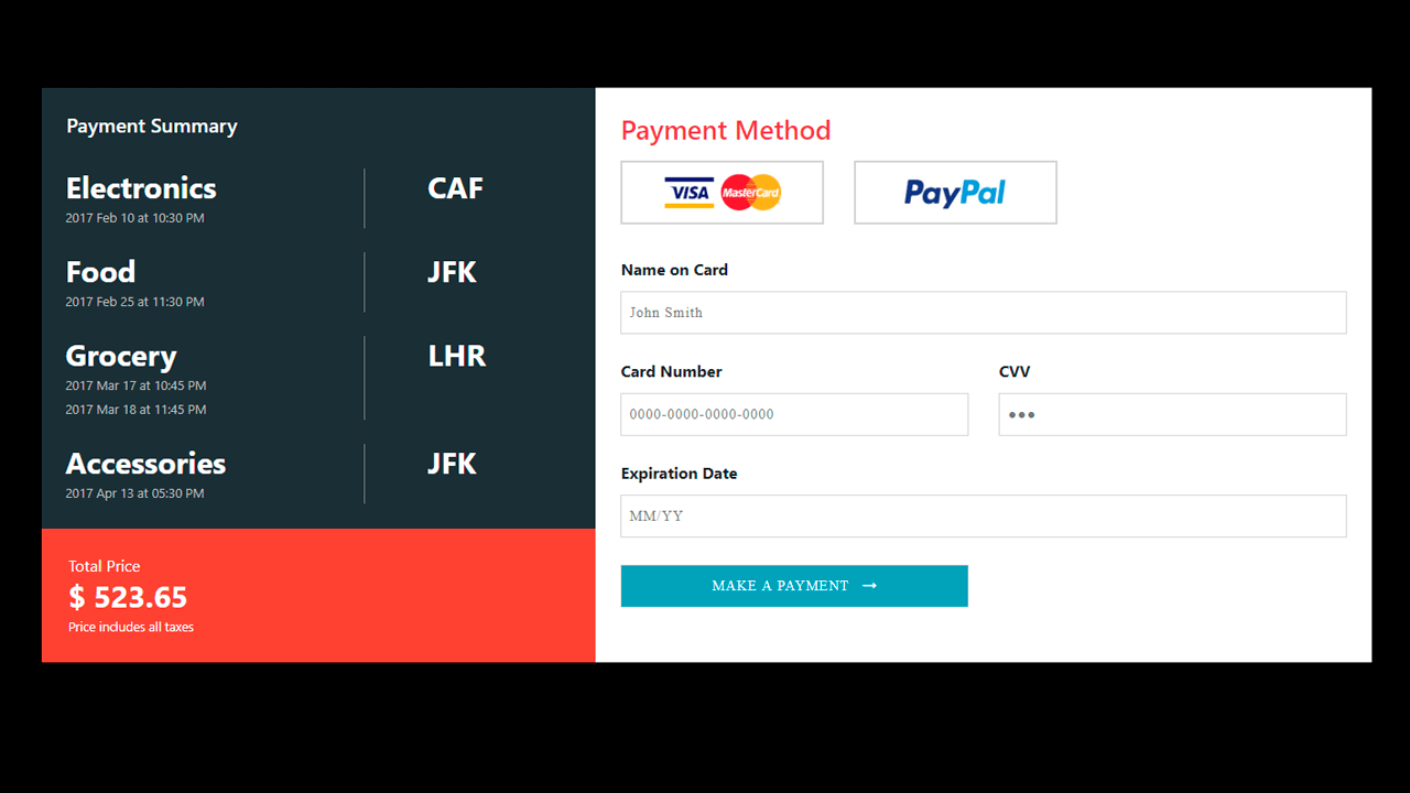 Demo image: Bootstrap 4 Payment Form