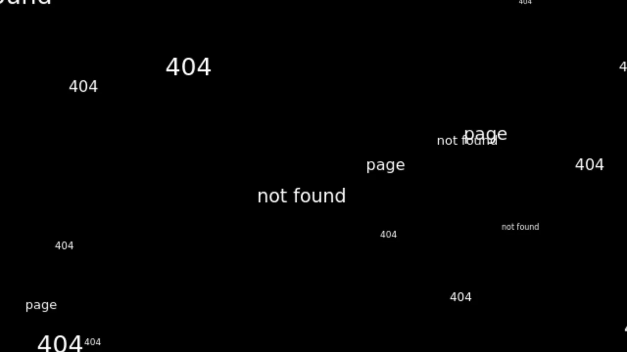 404 Page Not Found with Running Text Effect