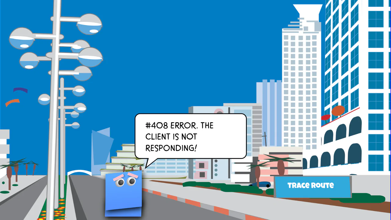 Interactive 408 Client Not Responding Page with Scene Zoom