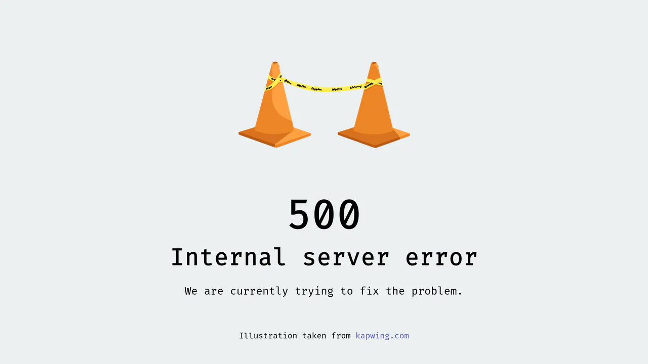 Minimalistic 500 Internal Server Error Page