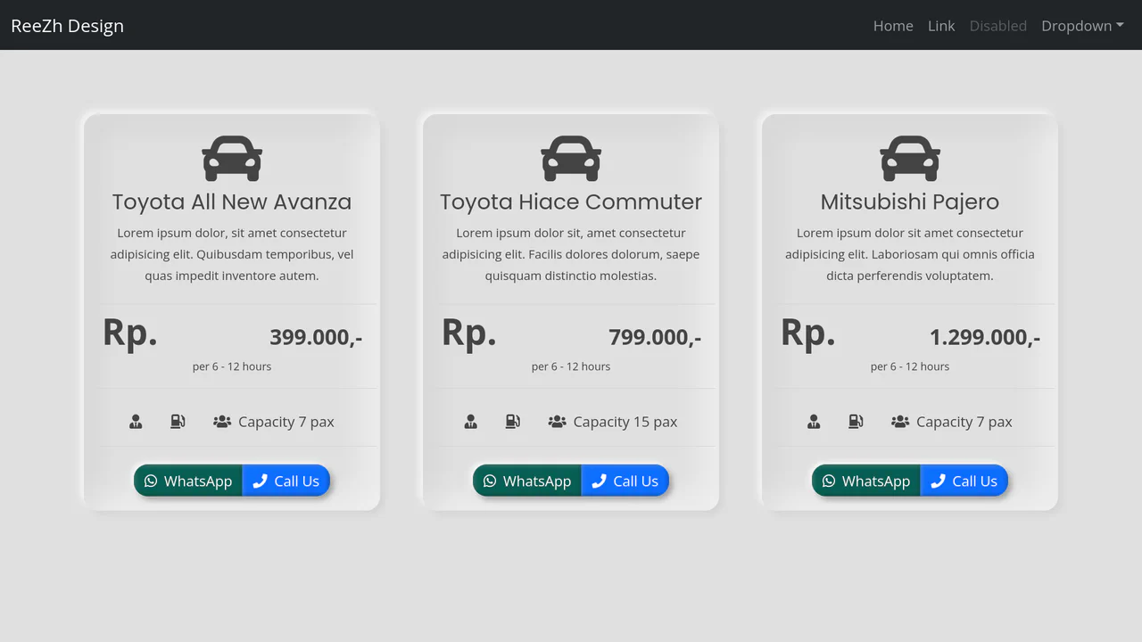Bootstrap 5 Card for Car Rental Website