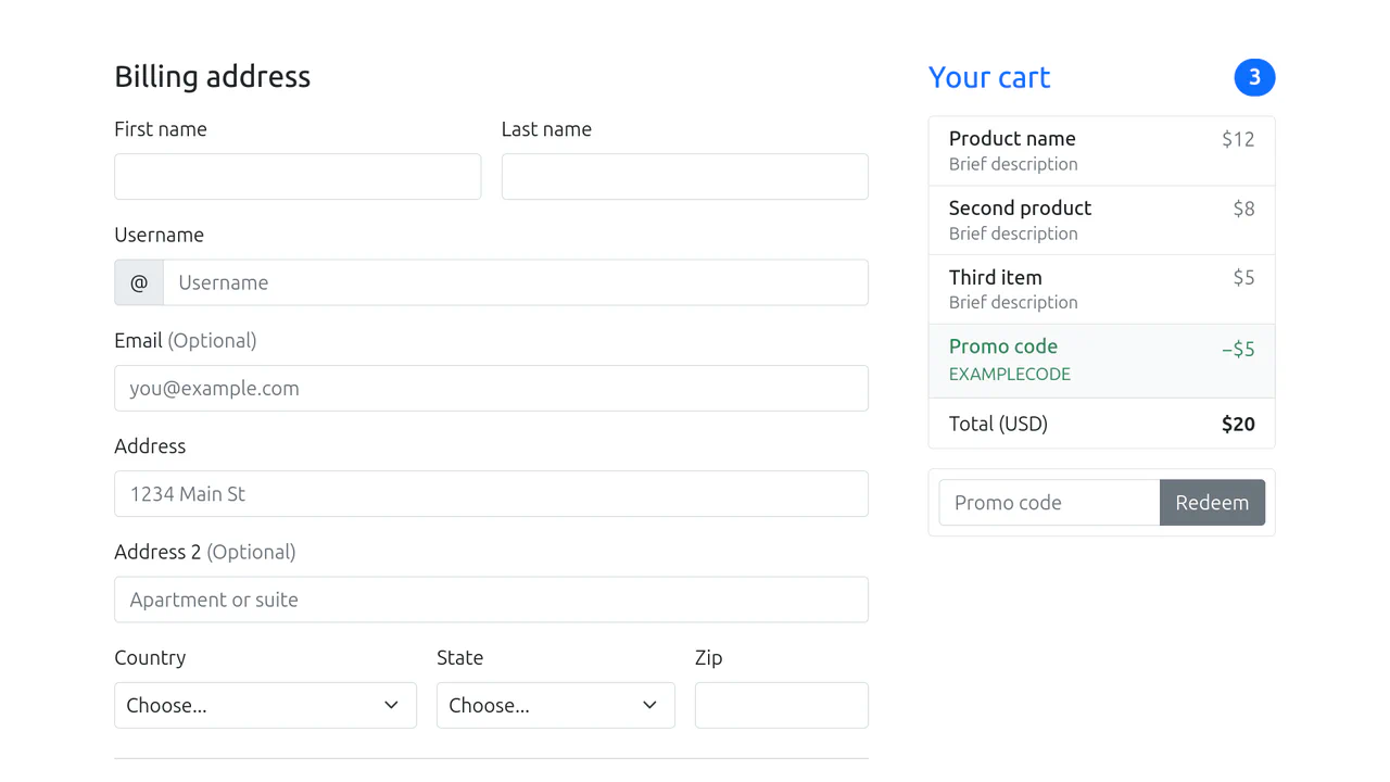 Bootstrap 5 Checkout Page