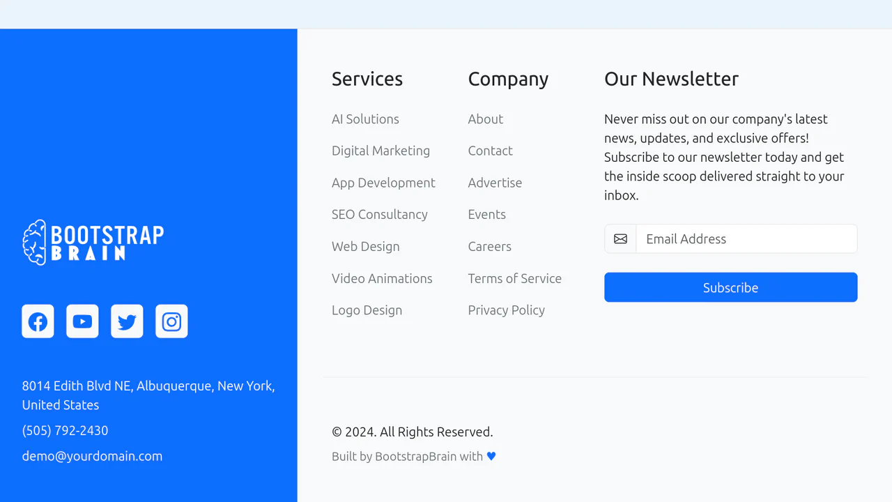 Bootstrap 5 Footer Design Template Example