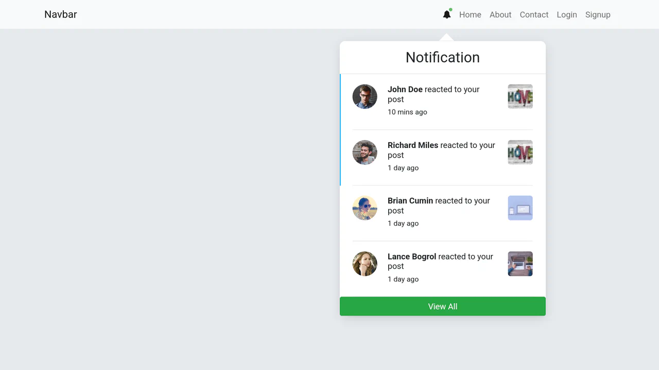 Bootstrap 5 Notification UI Design Snippets with Navbar