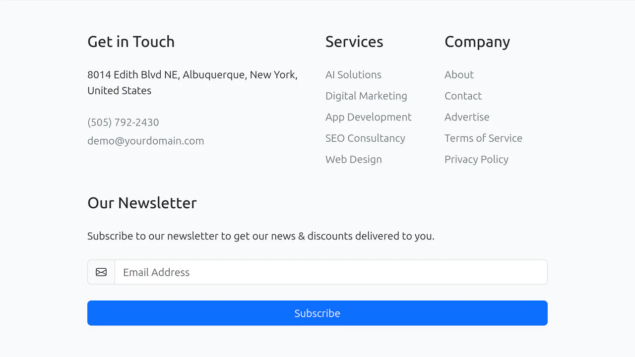 Bootstrap 5 Simple Footer Template Example