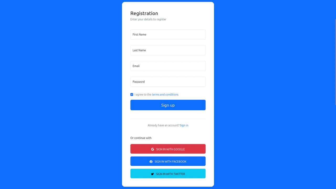 Bootstrap Registration Form Code