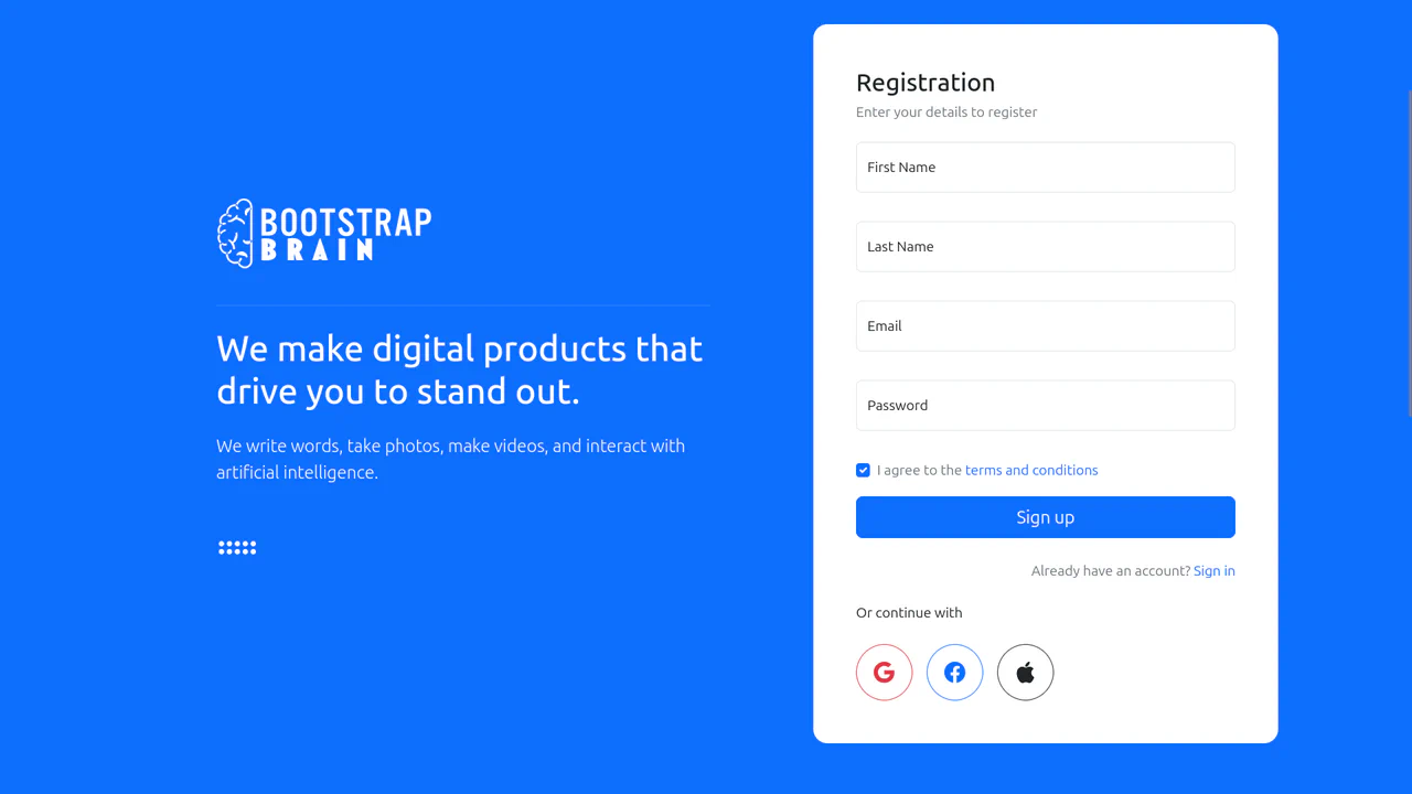 Bootstrap Signup Form Snippet
