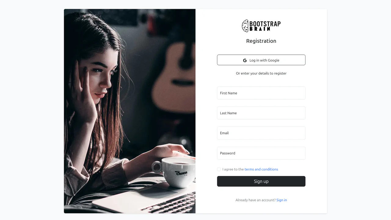 Bootstrap Signup Form Template with Floating Labels