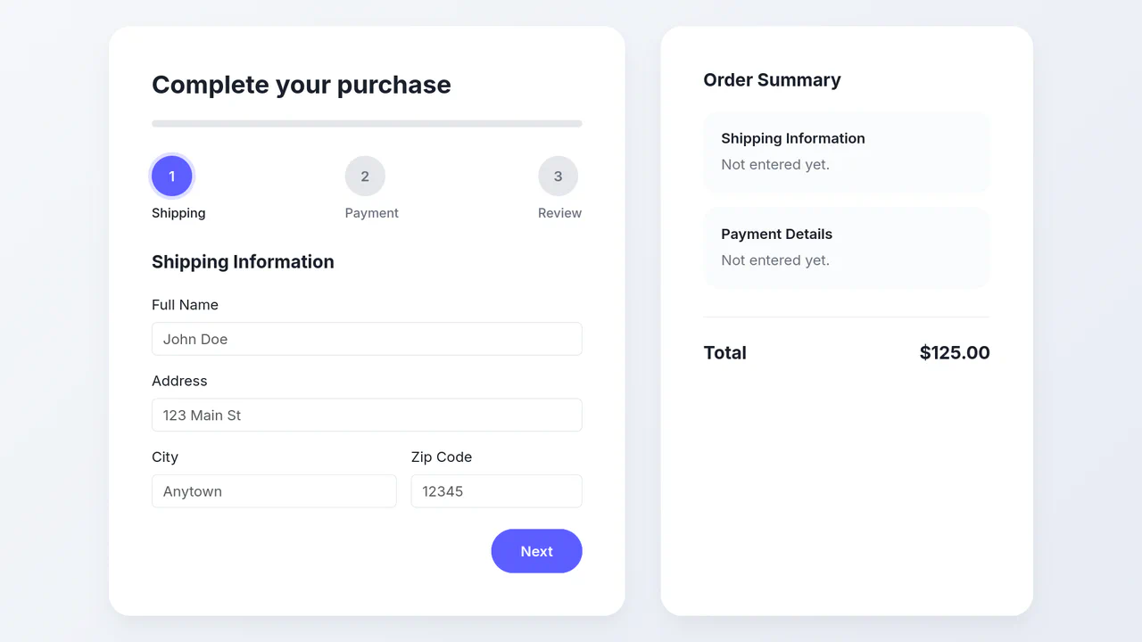 Modern Multi-Step Checkout