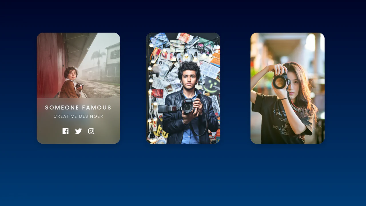 Simple Bootstrap 5 User Profile Cards Using Glassmorphism