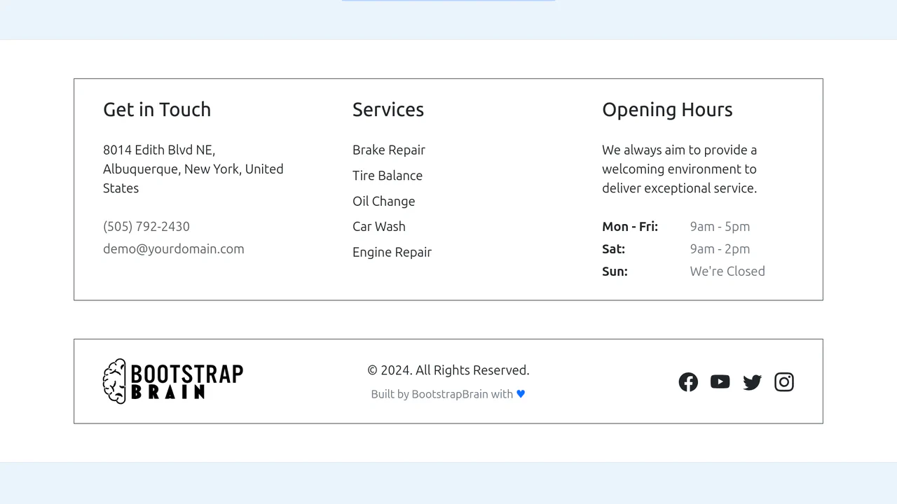 Stylish Bootstrap Footer with Border Layout