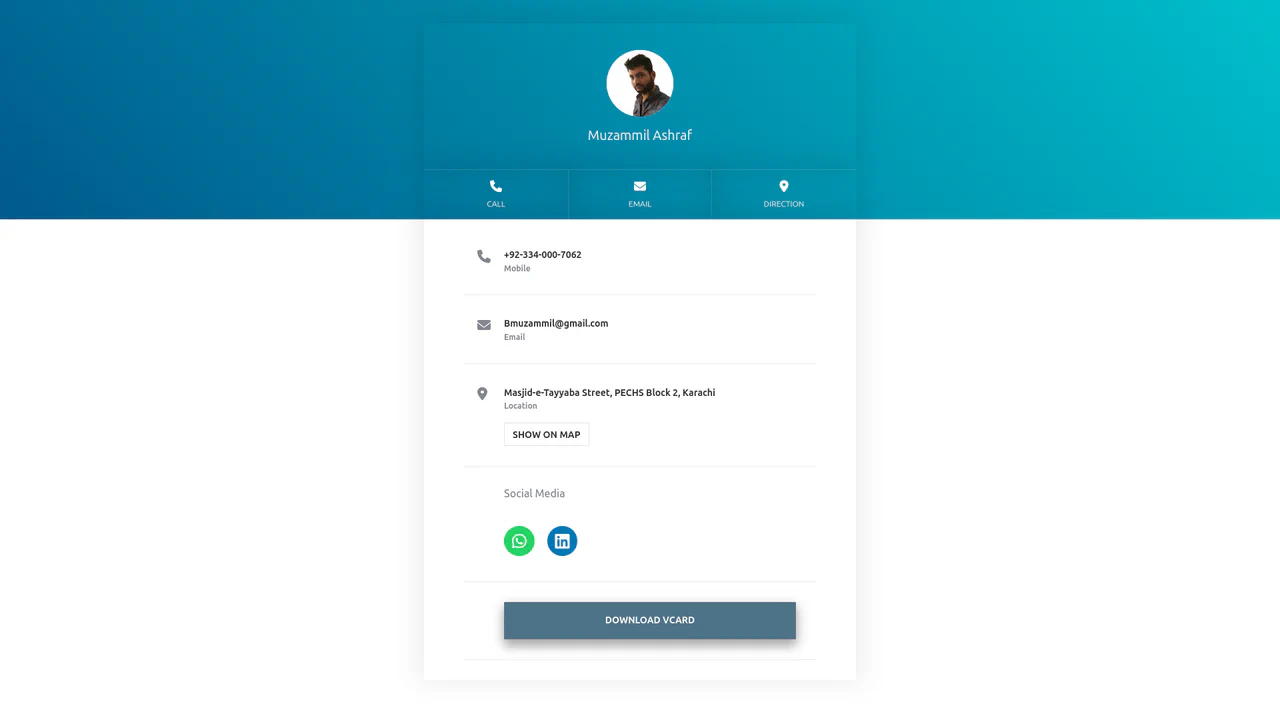 vCard or Contact Profile (Bootstrap 5)
