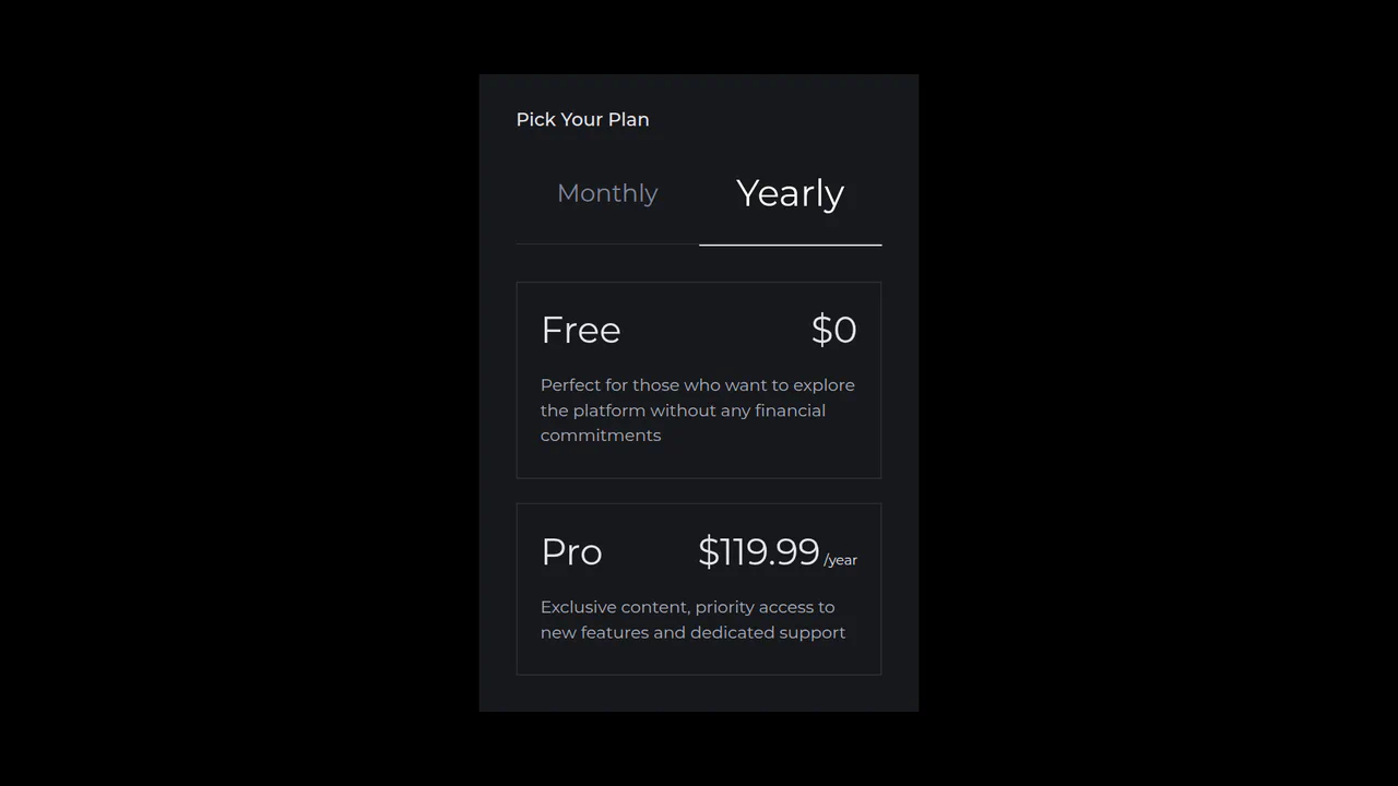 Dynamic Pricing Plans UI Component with React