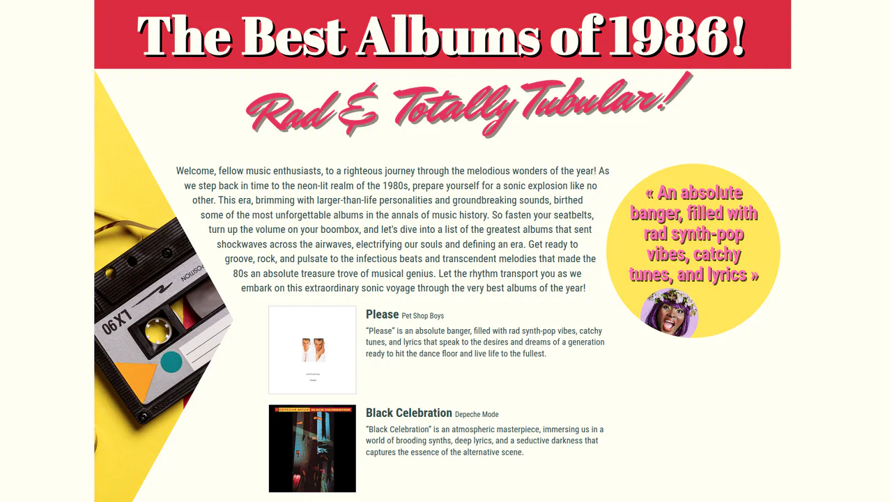 1980's Pop Magazine Pullquote