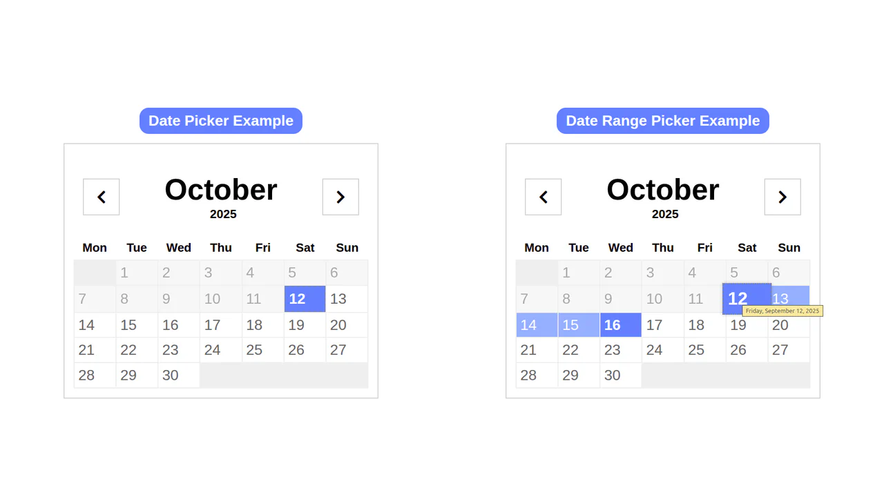 React Calendar with CSS Grid