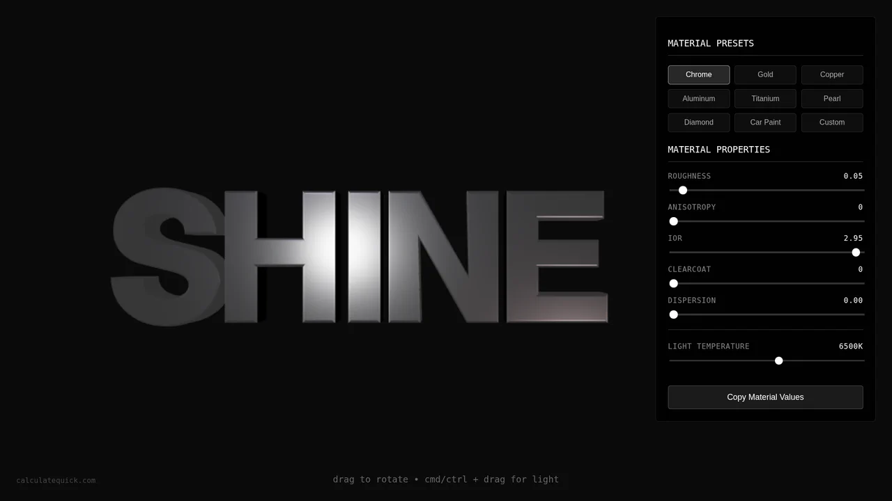 Physically Accurate Material Editor
