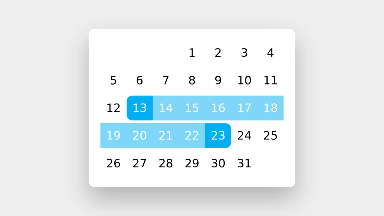 Date Picker with Click & Drag Interaction