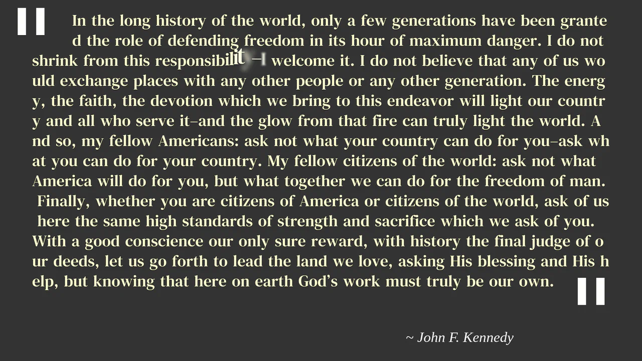 JFK Speech Text Wave Animation