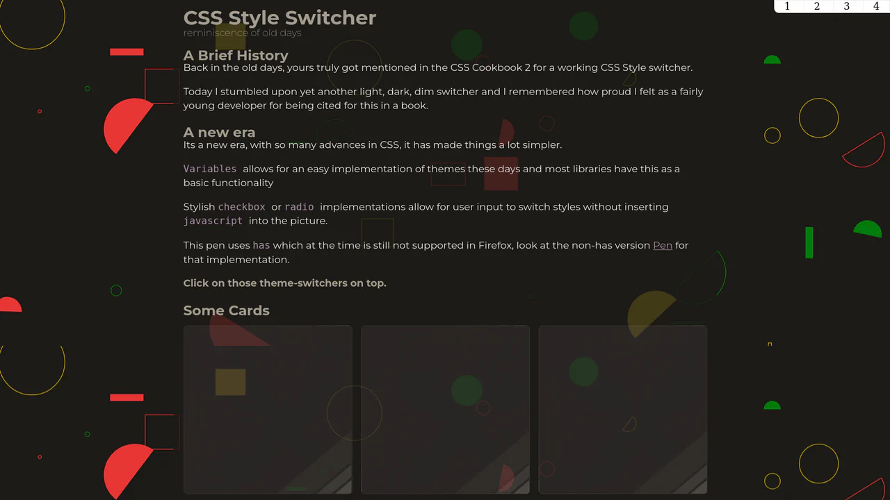 CSS Style Switcher with :has()
