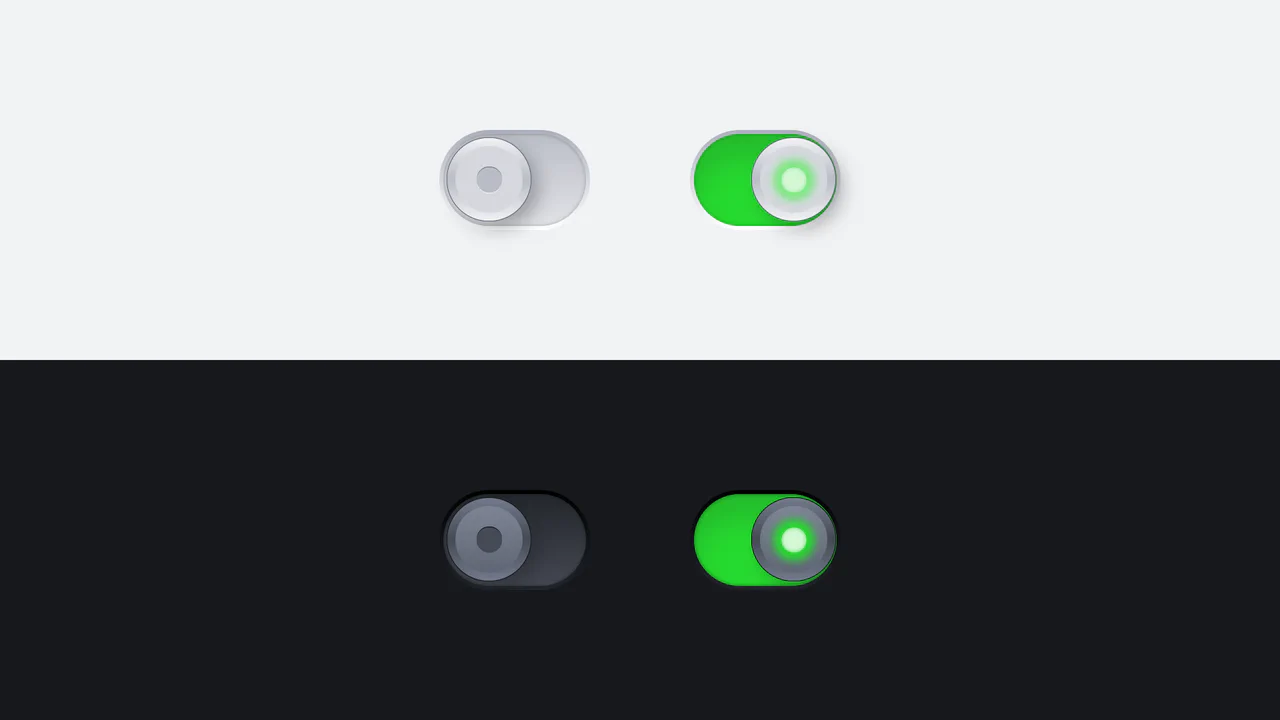 Metallic Skeuomorphic Toggle Switches
