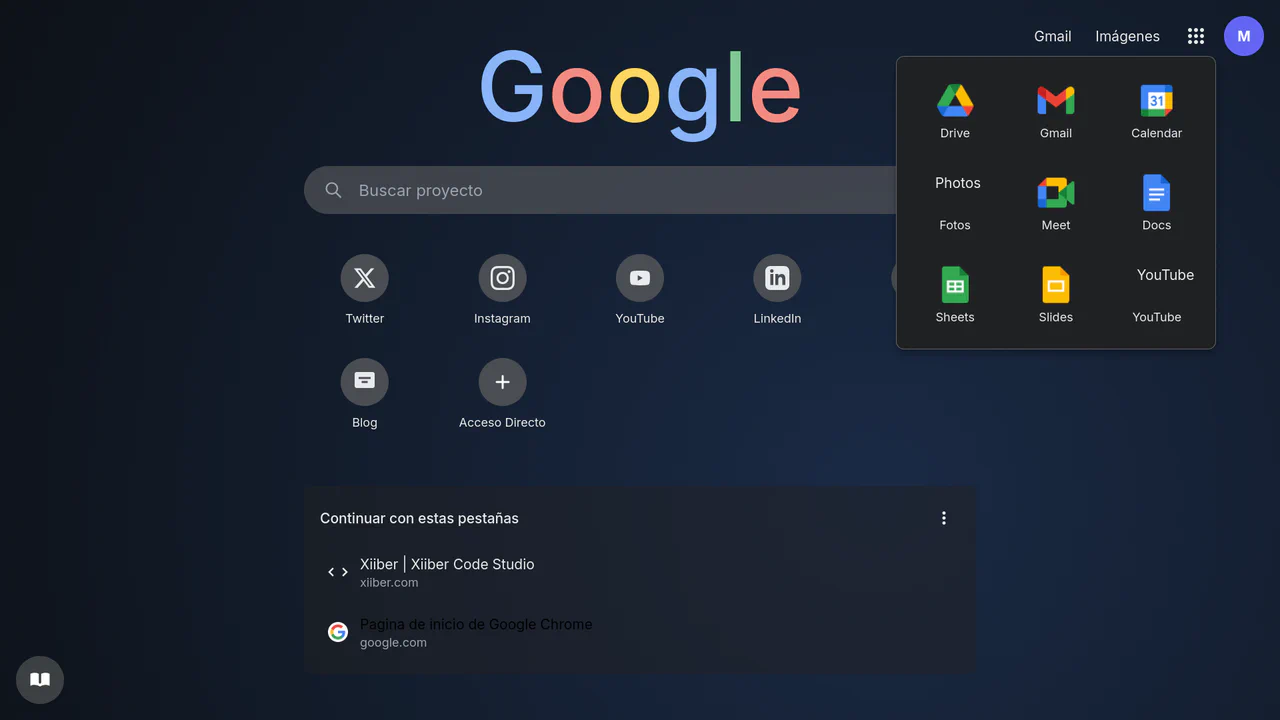 Google Chrome Homepage Clone