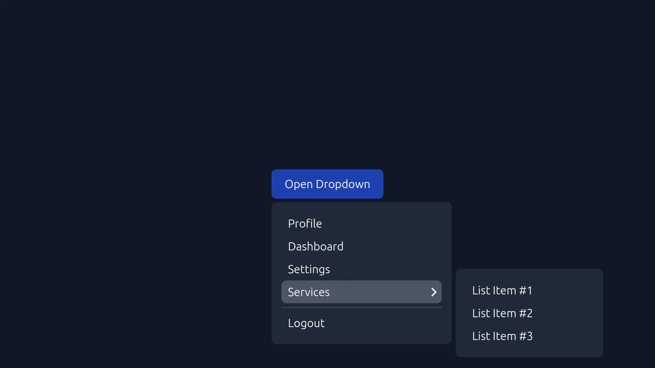 Multi-Level Nested Dropdown with Tailwind CSS and Alpine.js