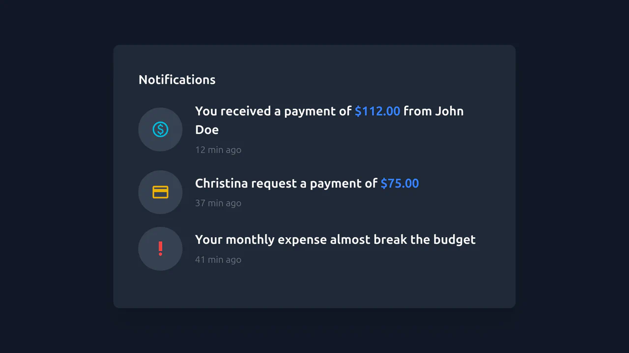 Payment Notification using Tailwind