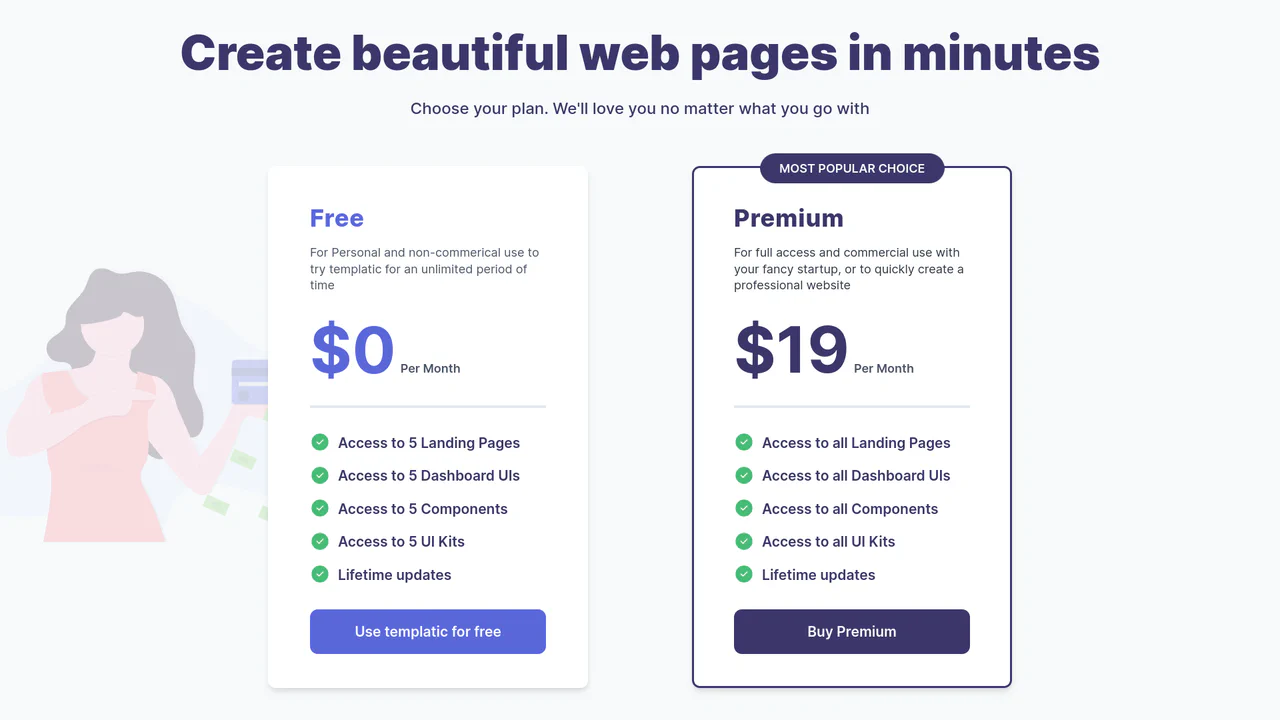Responsive Pricing Page Template with Tailwind CSS