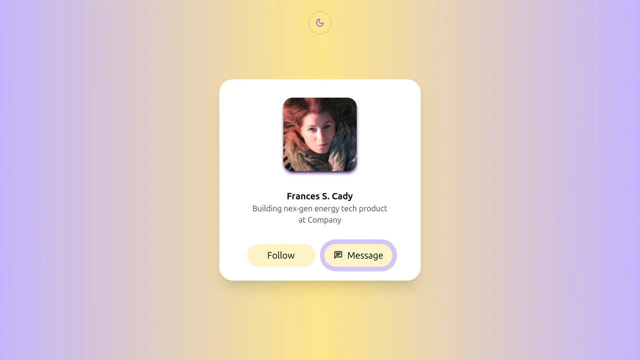 Tailwind Social Profile Light with Theme Toggle