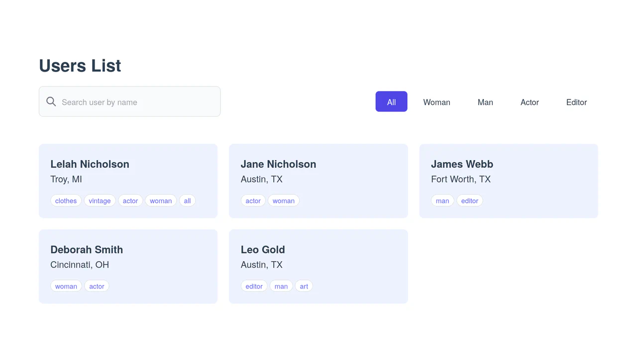 Users List with Vue 3 and Tailwind