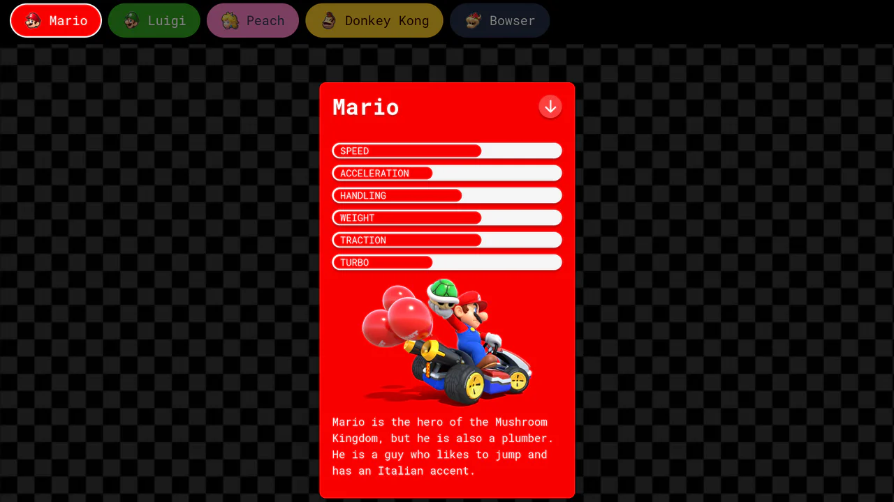 Mario Kart Tabs UI