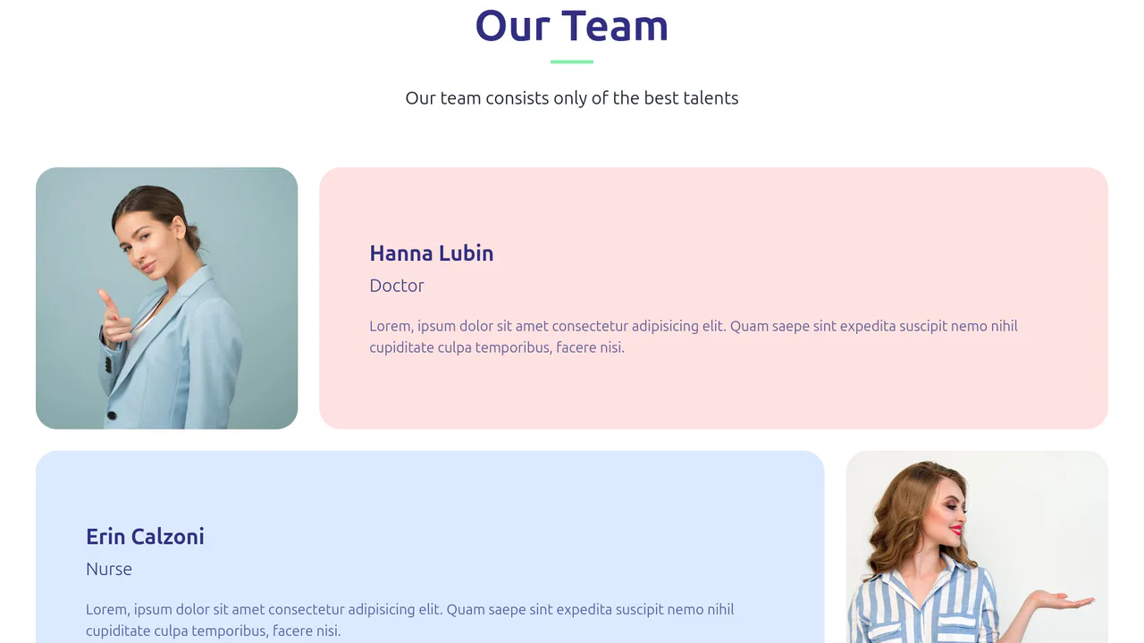 Our Team Section with Tailwind Grid