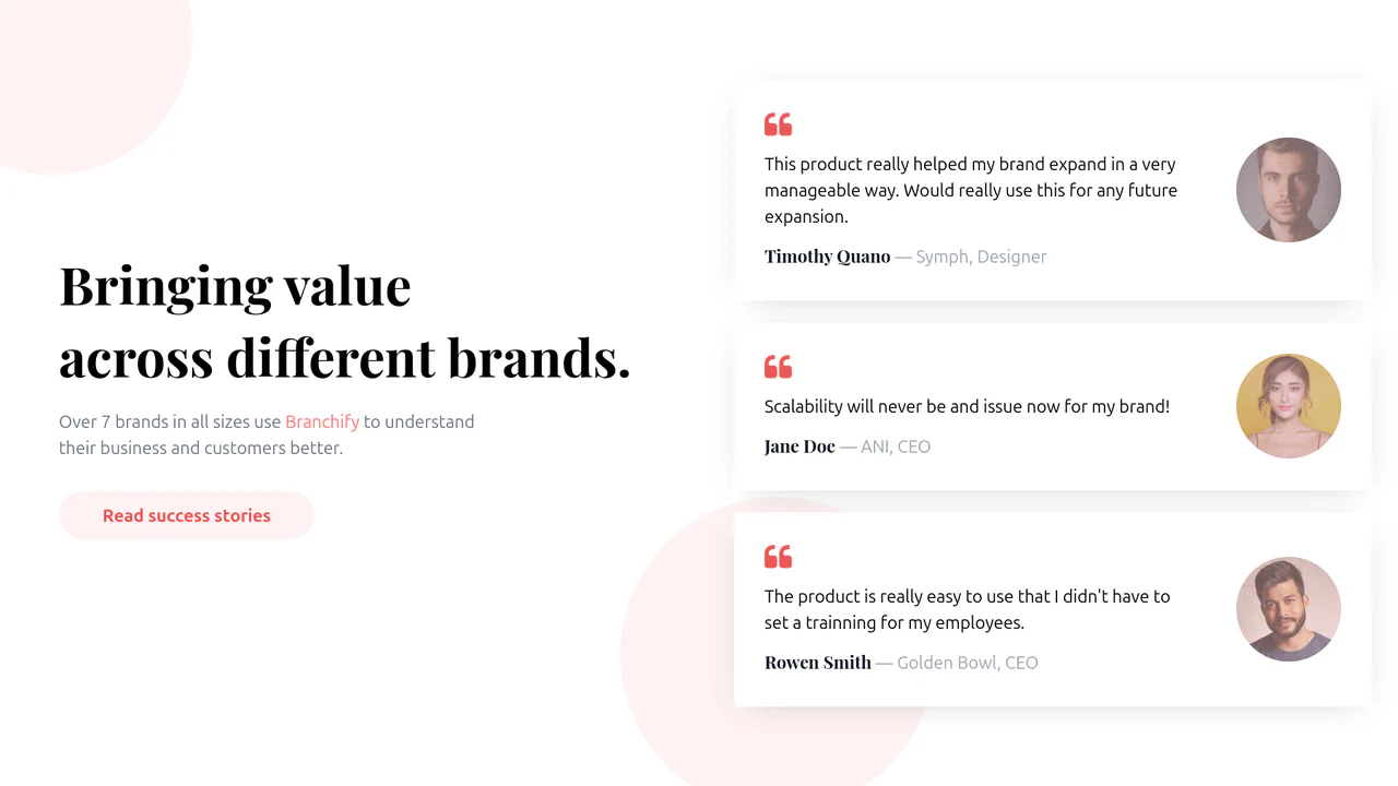 Testimonials with Tailwind
