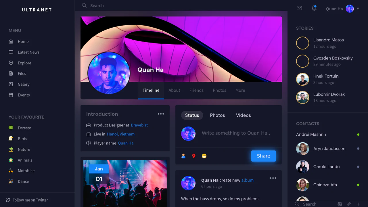 Responsive Social Platform UI