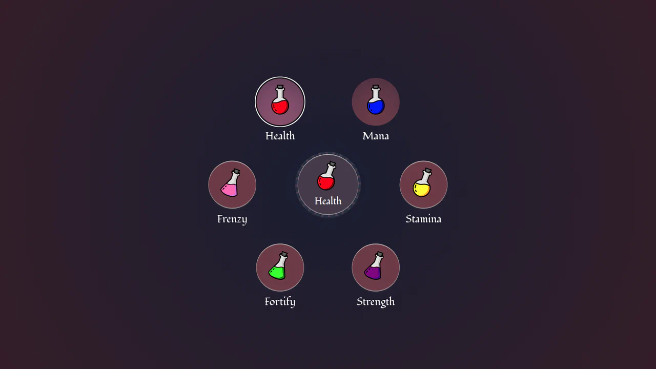 Zero-JavaScript custom select dropdown using native HTML customizable select to reveal fantasy potions in a radial layout with anchor positioning.