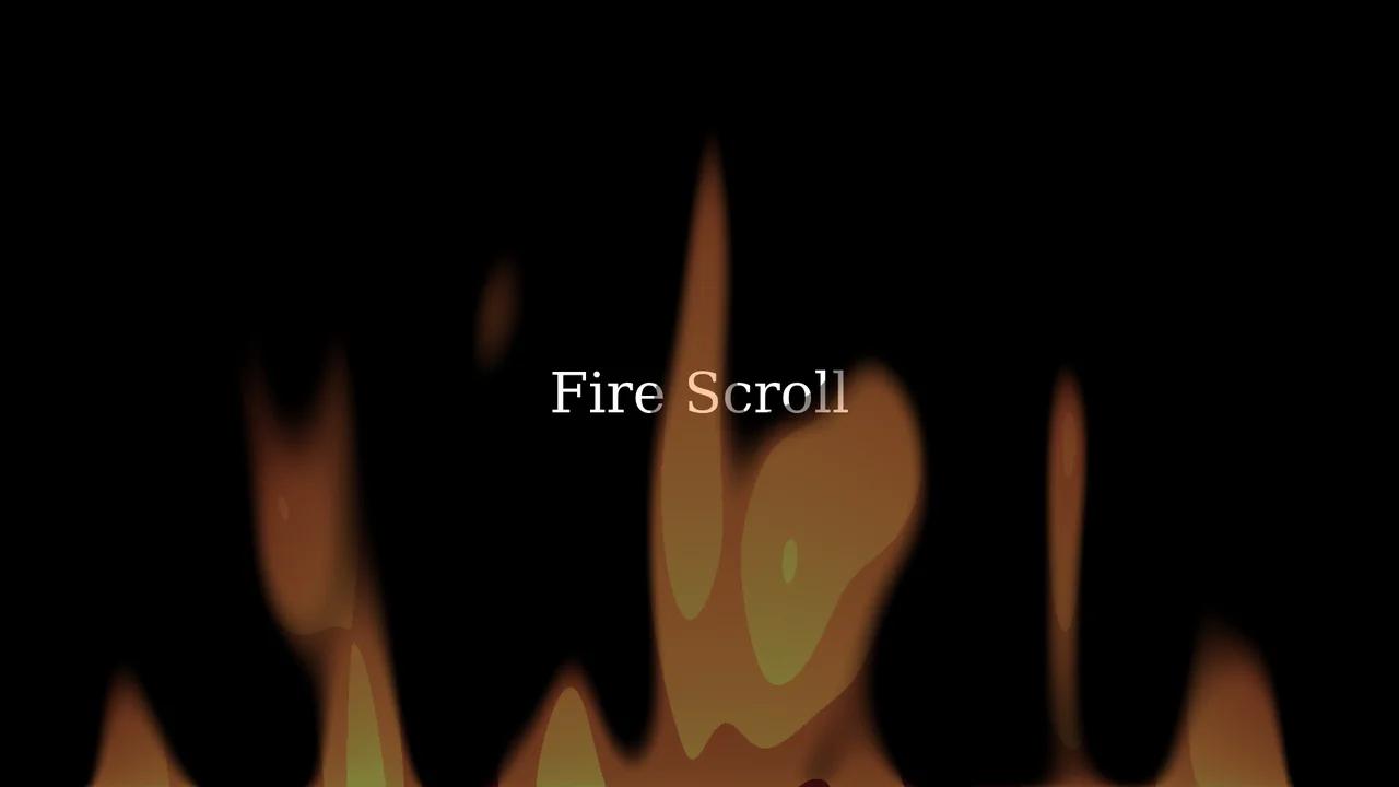 A stylized digital flame animation that changes its intensity and shape based on user scroll.