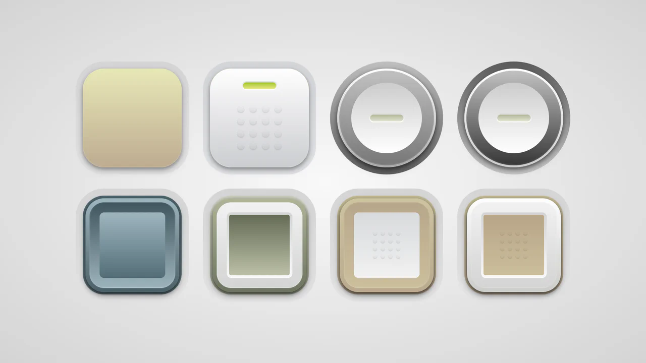 A collection of skeuomorphic buttons with soft, 3D-like styling created with pure CSS gradients.