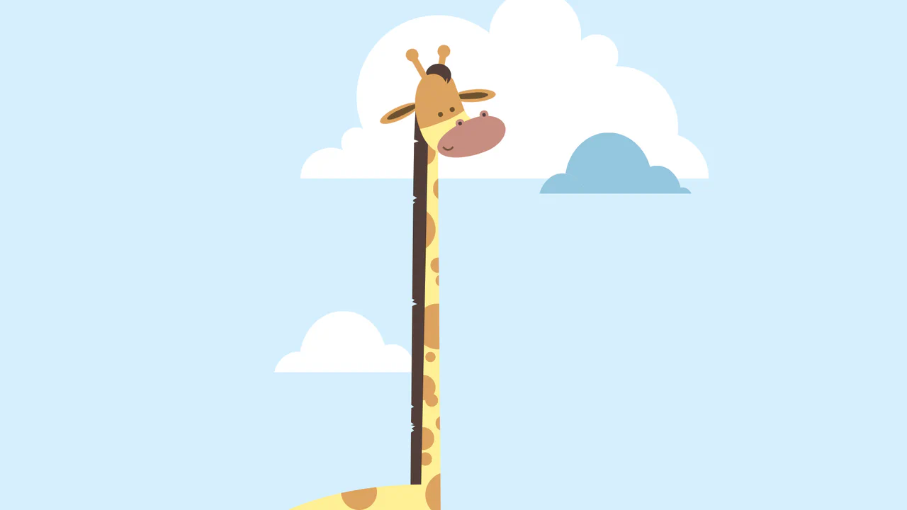 A cute cartoon illustration of a giraffe created entirely with pure CSS.
