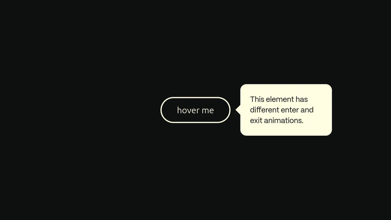 An interactive tooltip that animates differently based on how quickly the user moves the mouse away.