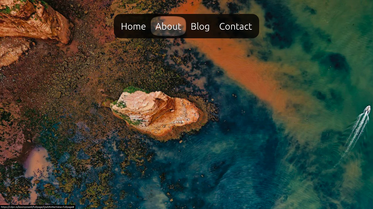 Minimalist dark navigation bar with a glassmorphism sliding background highlight that follows the mouse using CSS Anchor Positioning.