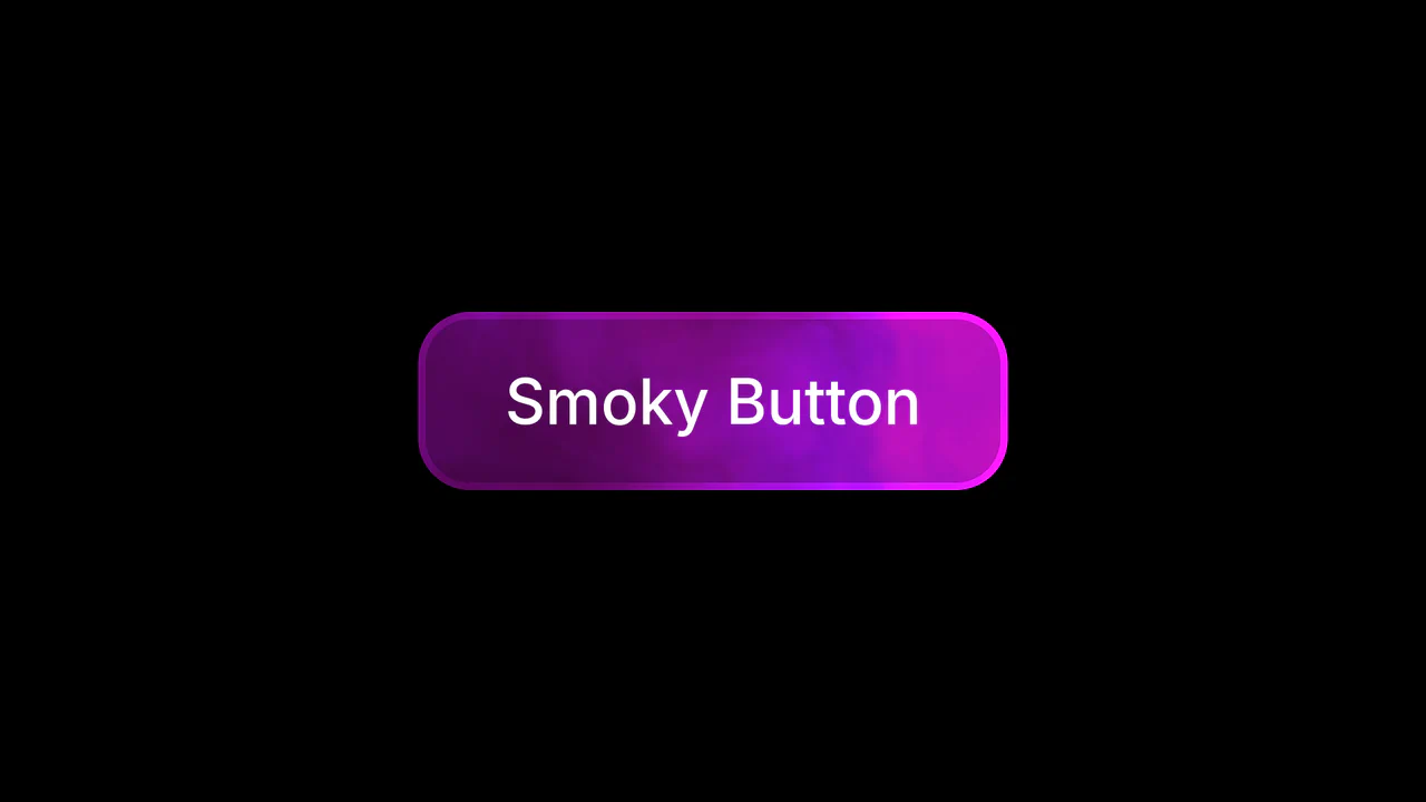Dark UI button with a glowing, swirling animated background of blue, purple, and yellow smoke generated by code.