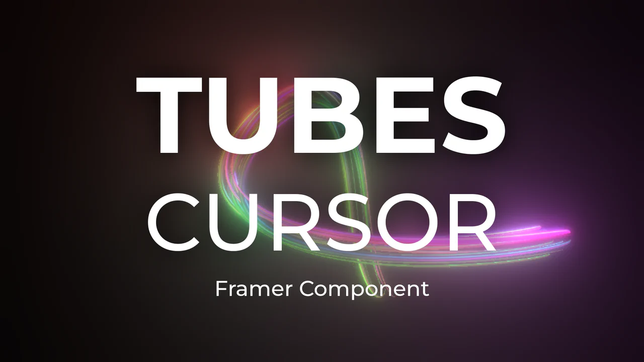 Dark background with glowing 3D neon tubes in pink, green, and blue following the mouse cursor in a snake-like motion