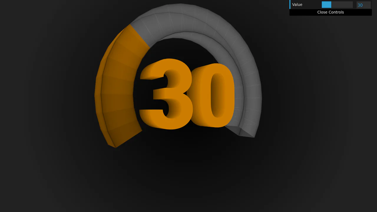 3D rotating dial counter with layered extruded typography and dynamic color hue shift using CSS