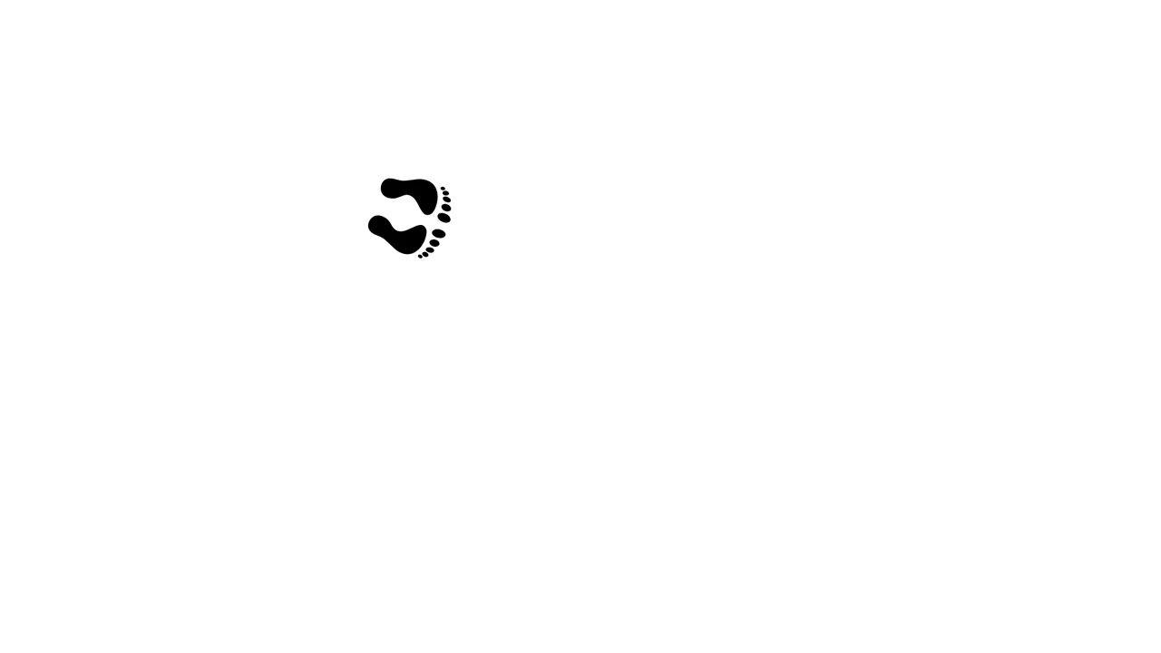 Black vector footprints tracing a curved path across a white background, demonstrating a mouse tracking effect