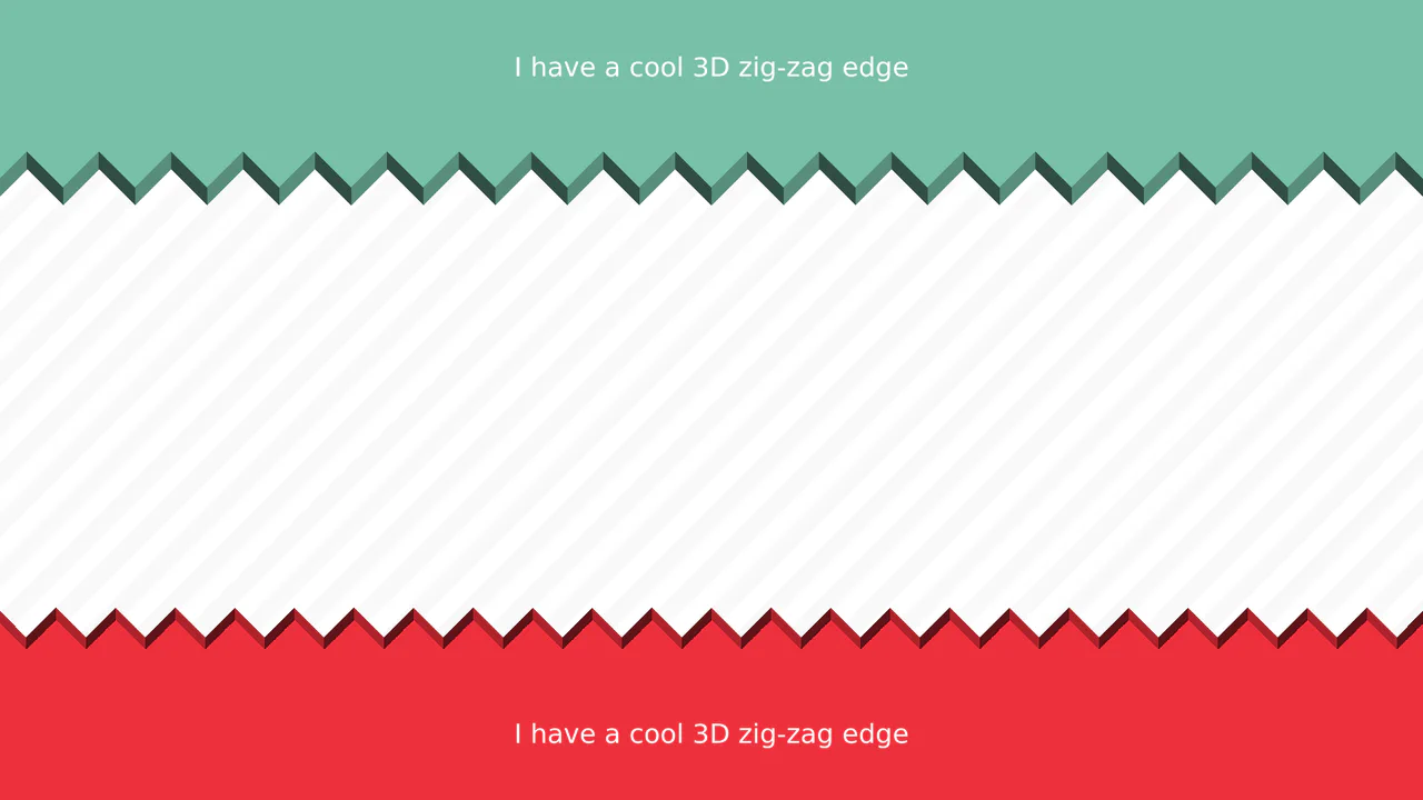 CSS-only section dividers featuring a 3D zig-zag paper-cut edge effect using conic gradients and masks.