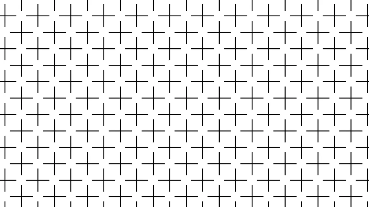 Pure CSS Ehrenstein optical illusion featuring aligned linear segments that trick the brain into perceiving non-existent white circular discs.