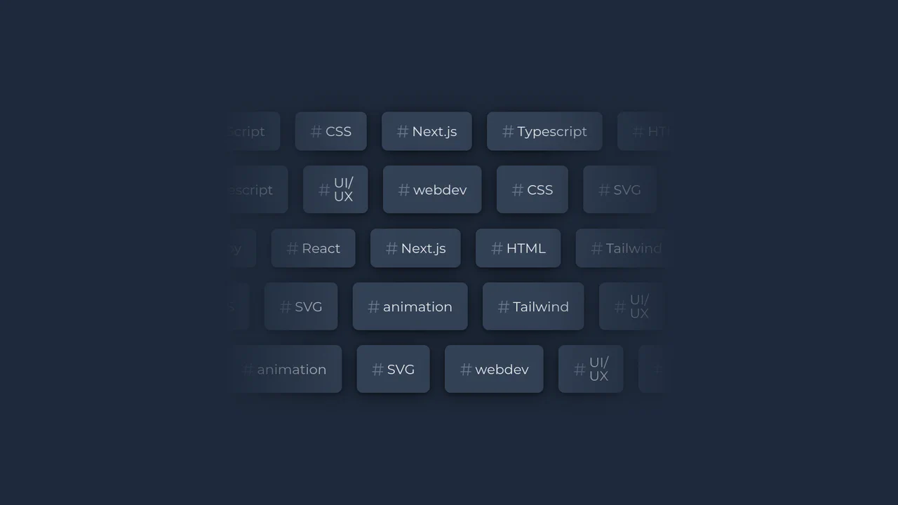 Interactive React-powered tag list container displaying multiple rows of text badges sliding infinitely in opposite directions with soft side fades.