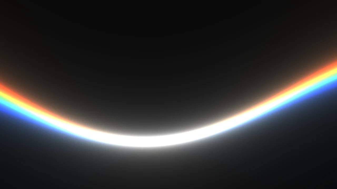 Full-screen WebGL canvas rendering a glowing sine wave with dynamic RGB chromatic aberration and distortion effects.