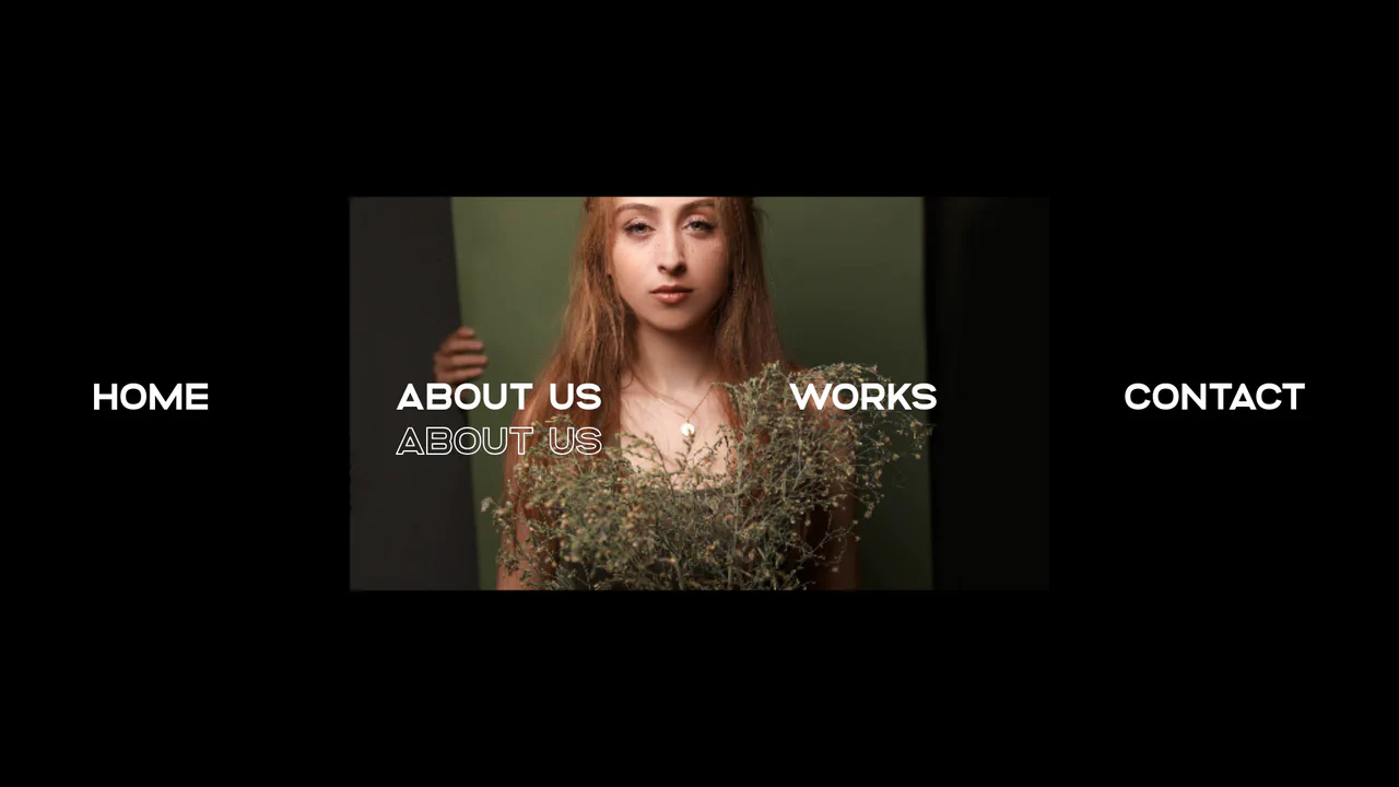 Interactive navigation list triggering high-fidelity liquid WebGL texture displacement slides on image background canvas.