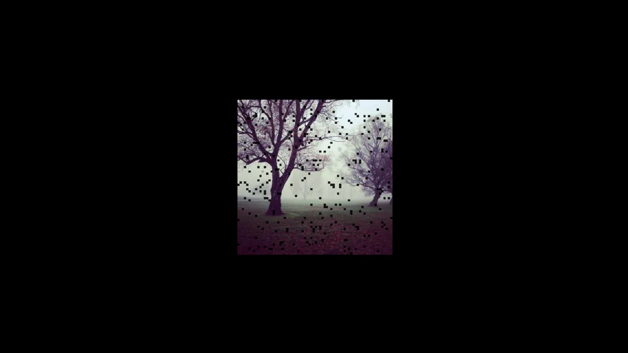 Digital pixel glitch transition effect applied to an image using pure CSS mask-composite and keyframe position offsets.